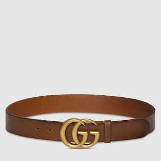 Leather belt with Double G buckle