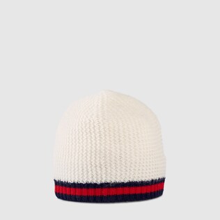 Cappello in cashmere e lana con dettaglio Web