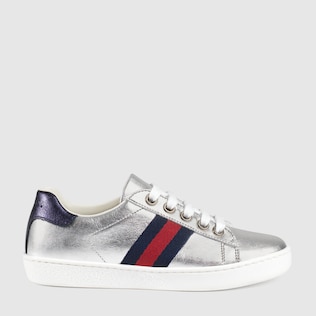 Baskets Ace basses pour enfant en cuir avec ruban Web