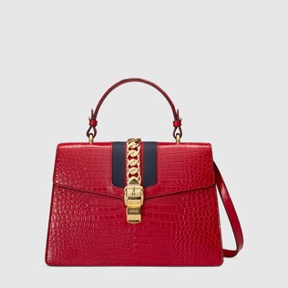 Sylvie medium crocodile top handle bag