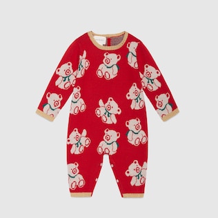 Baby bear jacquard sleepsuit