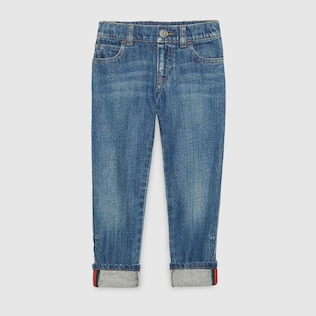 Pantalone in denim con dettaglio Web