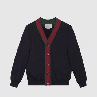 Cardigan in cotone con dettaglio Web