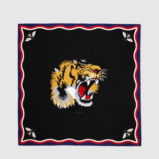 Tiger print modal silk scarf
