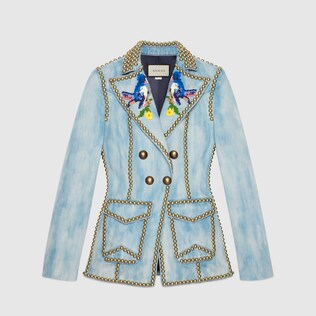 Jacke aus Denim mit Stickerei und Nieten
