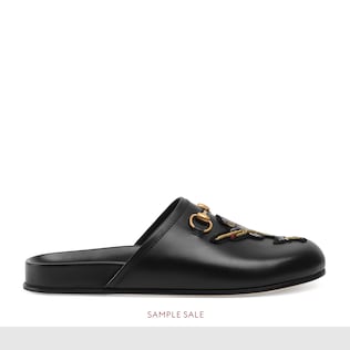 Slipper in pelle con Morsetto