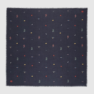 Cotton modal shawl with symbols