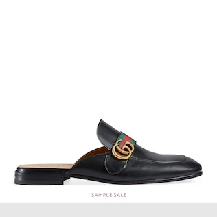 Princetown leather slipper with Double G