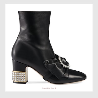 Bottines en cuir avec nœud en cuir amovible