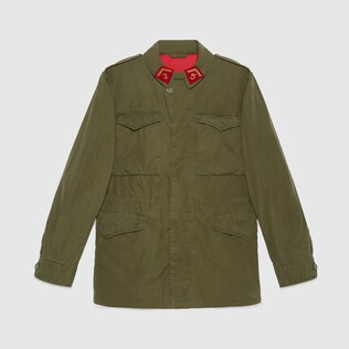 Coated parka with Gucci logo