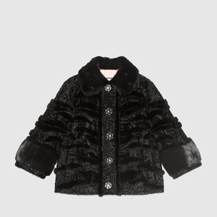 Tiger stripes intarsia fur jacket