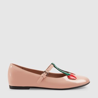 Children's patent heart bee ballet flat