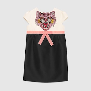 Kinder Kleid aus Cady mit Pailletten-Stickerei
