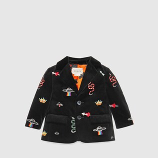 Baby velvet jacket with embroidery details