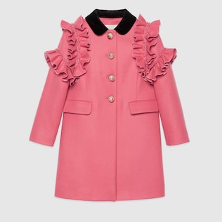 Cappotto in lana con ruche
