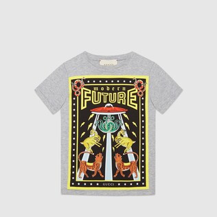 〔チルドレンズ〕Modern Future プリント コットン Tシャツ