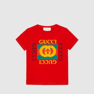 Children's cotton T-shirt with Gucci logo