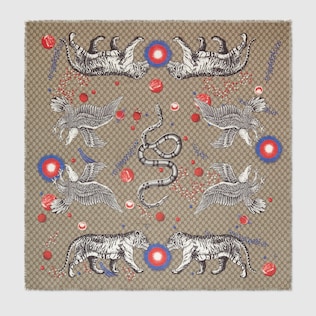 Chal de Modal y Seda con Estampado de Animales Espaciales