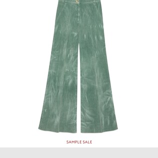 Embroidered wide leg corduroy pant