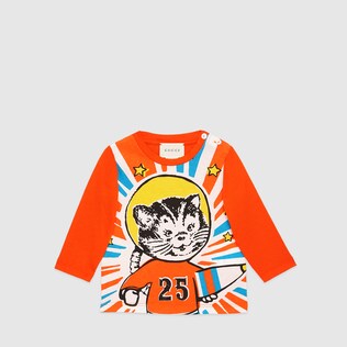 Baby cotton shirt with space cat print