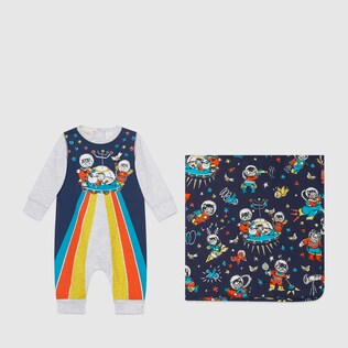 Baby space cats print gift set