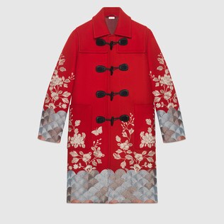 Embroidered twill coat