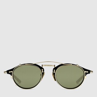 Round-frame acetate and metal sunglasses