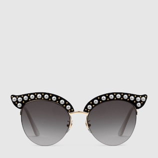 Occhiali da sole in acetato Cat Eye con perle