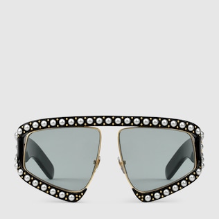 Lunettes de soleil rectangulaires en acétate avec perles