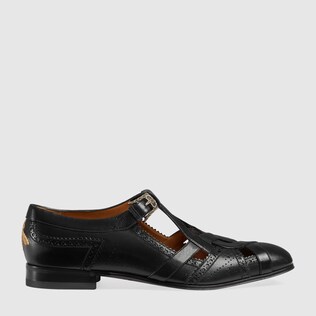 Leather brogue shoe with cut-out detail