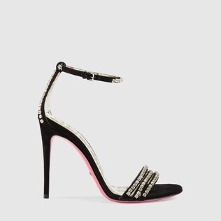 Suede sandal with crystals