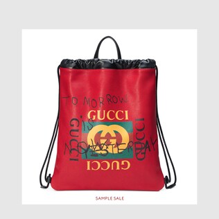 Gucci Coco Capitán 프린트 가죽 드로우스트링 백팩