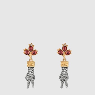 Hand pendant earrings with diamonds