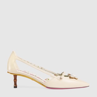 Pumps aus Leder mit Nachtfalter