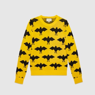 Bat jacquard crewneck sweater