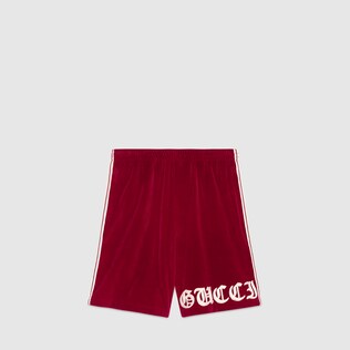 アップリケ付き ベルベット ショートパンツ