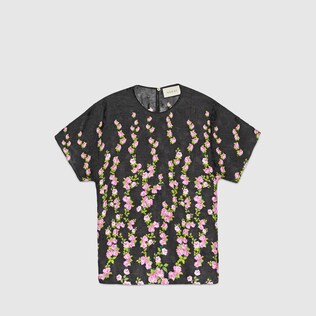 Climbing Roses print silk top