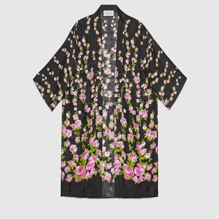 Pyjamakimono mit Kletterrosen-Print