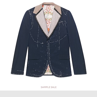 Wool mohair jacket with unfinished stitching