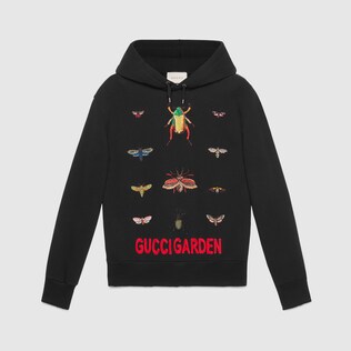 Cotton sweatshirt with insects embroidery