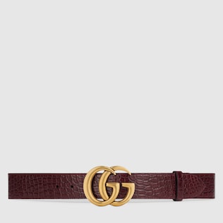 Crocodile belt with Double G buckle