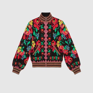Cardigan aus Wolljacquard mit Blumen-Motiv