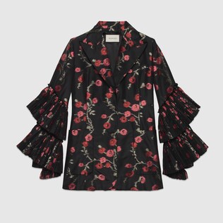 Begonias jacquard jacket with pleated sleeves
