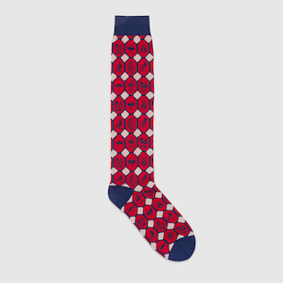 Cotton socks with geometric animals motif