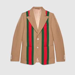 Chaqueta Heritage de Crepé de Lana con Cinta con Tribanda