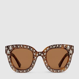 Cat eye acetate sunglasses with stars