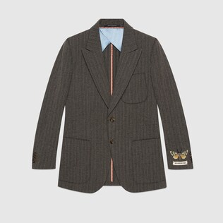 Embroidered seersucker slim jacket