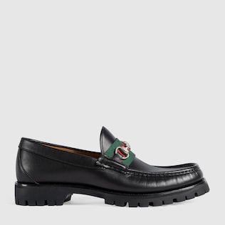 Halbschuh aus Leder mit Web und Horsebit