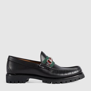 Leather Web Horsebit loafer