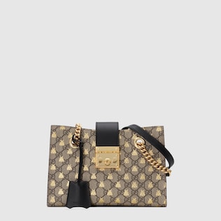 Kleine Padlock GG Schultertasche mit Bienen